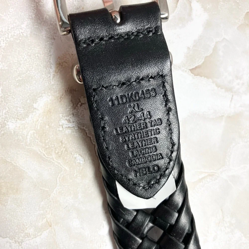 Dockers Belt Mens Size XL 42-44 Black Braided Fully Adjustable Tarnished Buckle